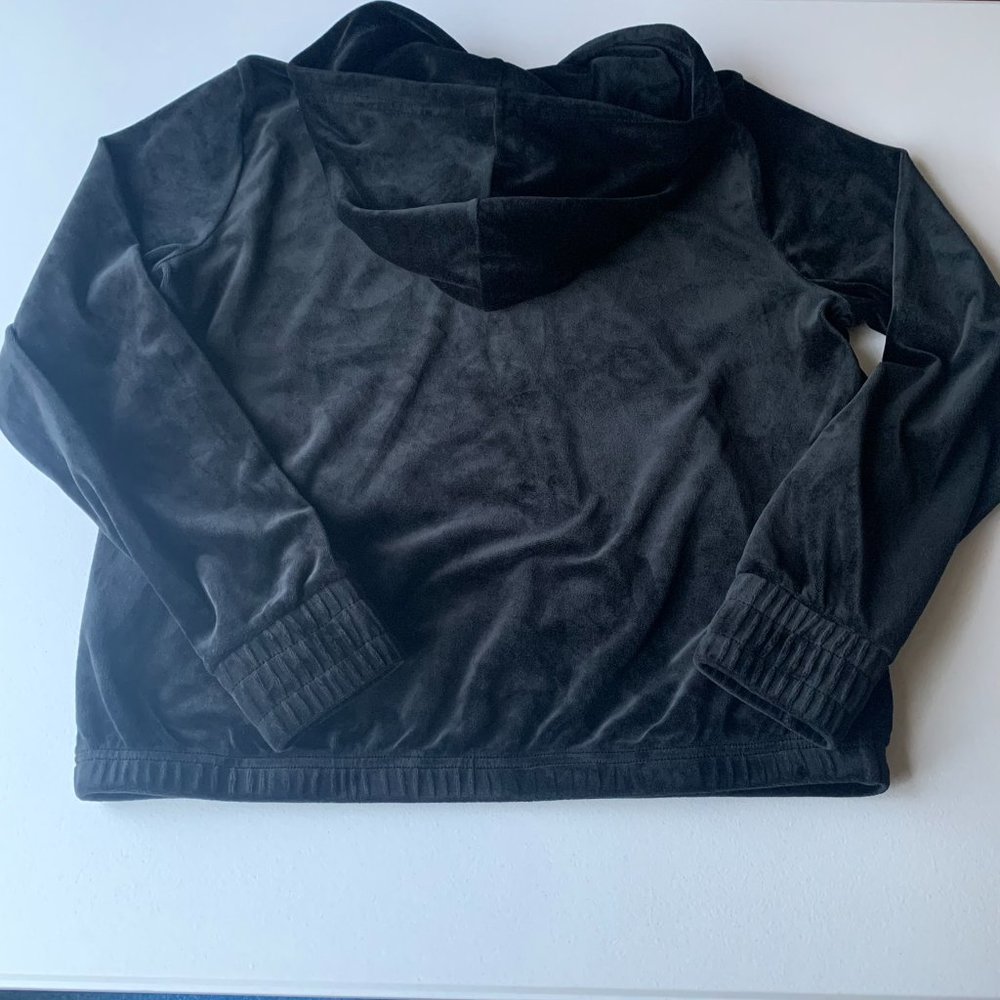 FILA Women's Velour Track Jacket Quarter Zip Hoodie Black Size MEDIUM Y2K - Picture 2 of 9